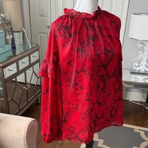 Ann Taylor Red Snake Print Blouse ❤️